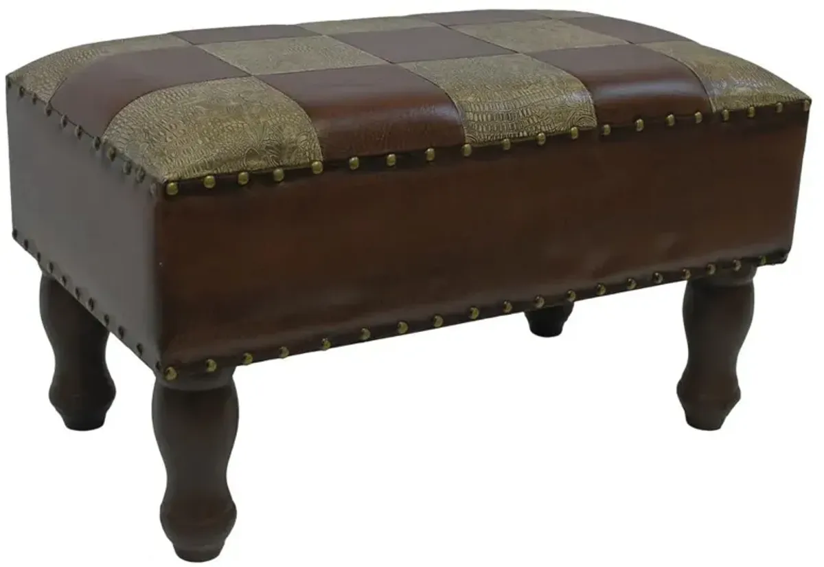 Faux Leather Rectangular Stool