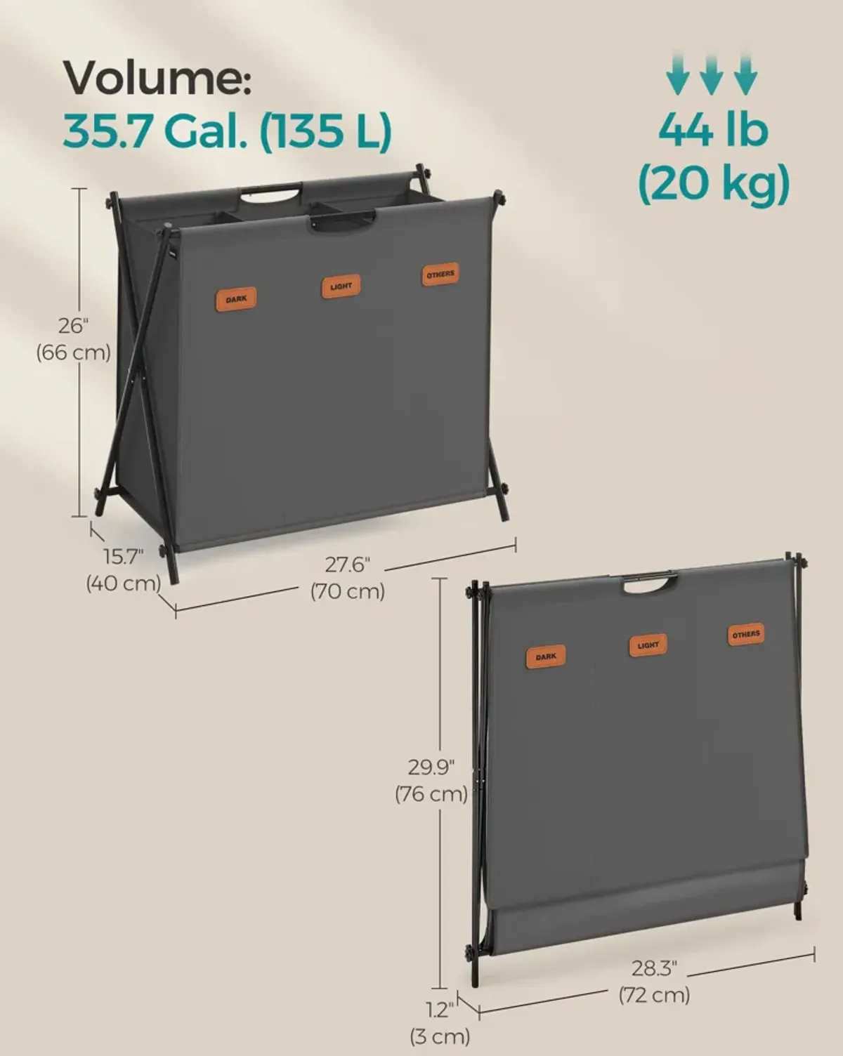 Collapsible Laundry Hamper with Handles – Stylish and Convenient Storage Solution