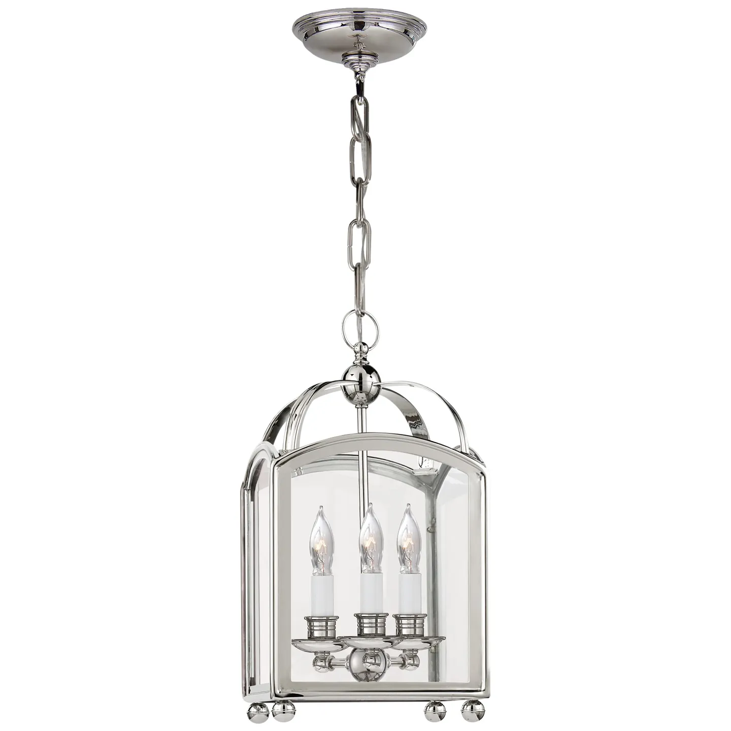 Arch Top Mini Lantern in Polished Nickel