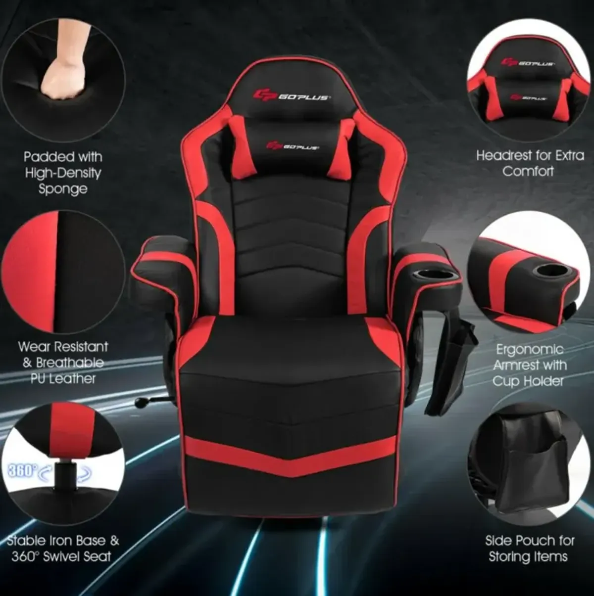 Hivvago Ergonomic High Back Massage Gaming Chair with Pillow