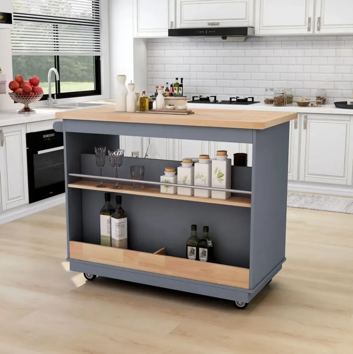 Merax Classic Two-sided Kitchen island Cart on Wheels