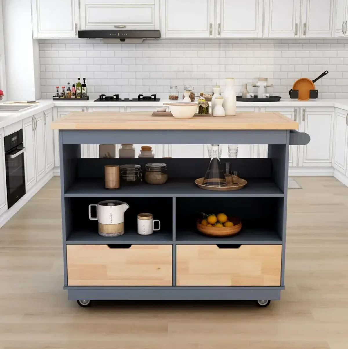 Merax Classic Two-sided Kitchen island Cart on Wheels