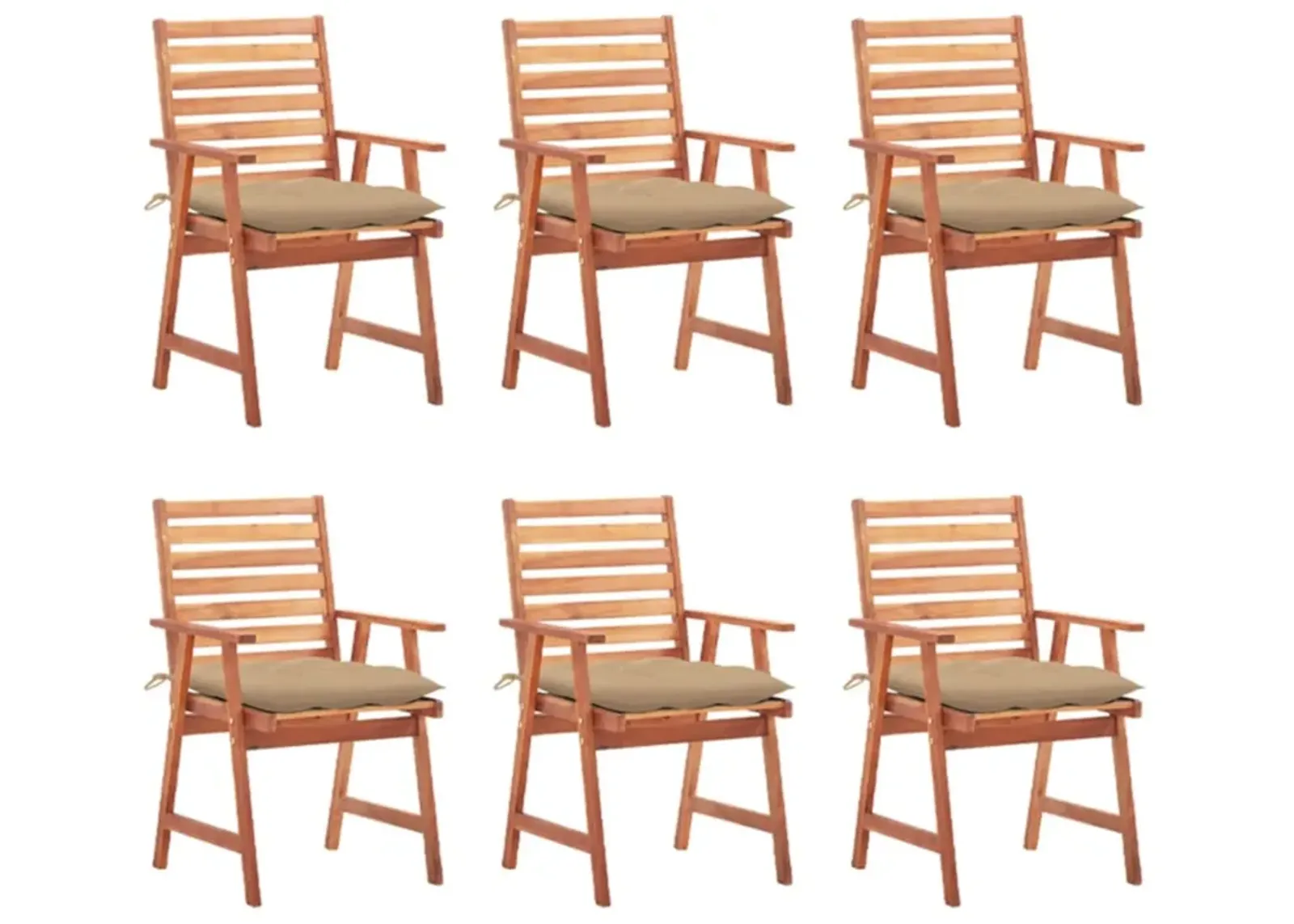 vidaXL Outdoor Dining Chairs 6 pcs with Cushions Solid Acacia Wood