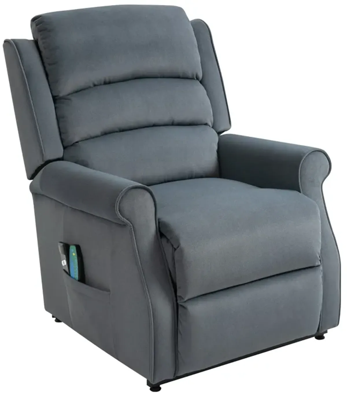 35 in. W Gray Ergonomic High-End Fabric Power Lift Recliner Chair For Elderly with 8 Massage Points and Remote Control