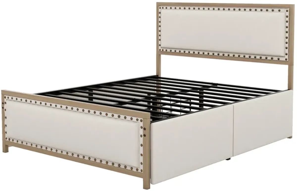 Merax Upholstered Platform Bed with 4 Drawers