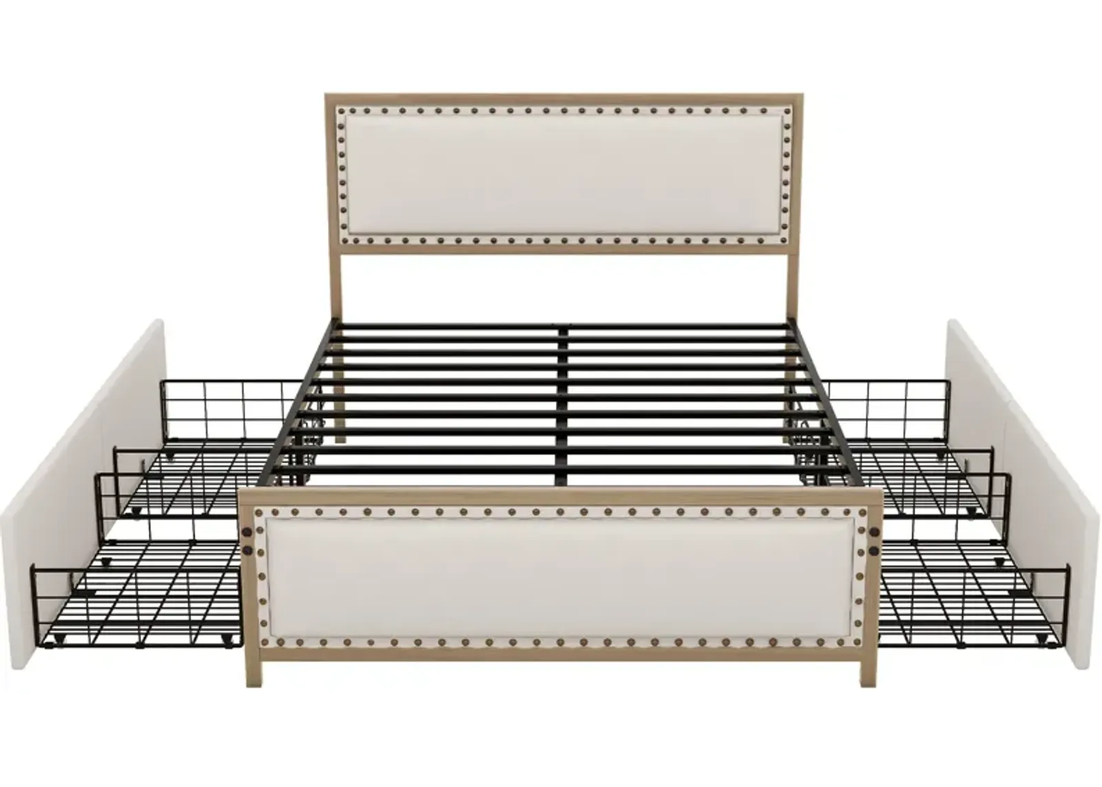 Merax Upholstered Platform Bed with 4 Drawers