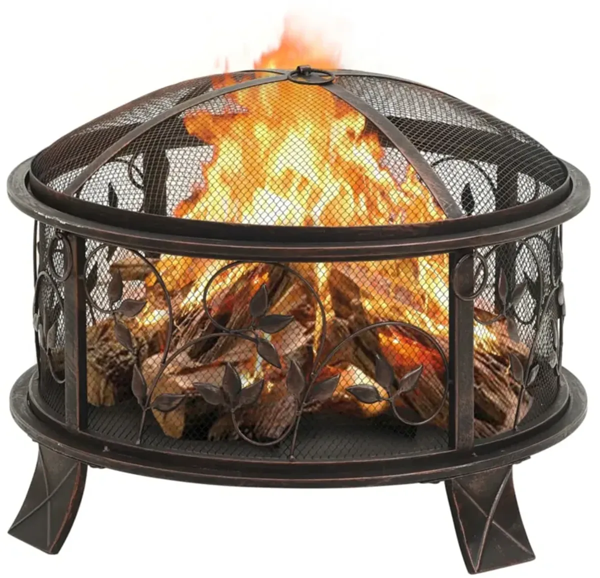 vidaXL Rustic Fire Pit with Poker 26.6" XXL Steel