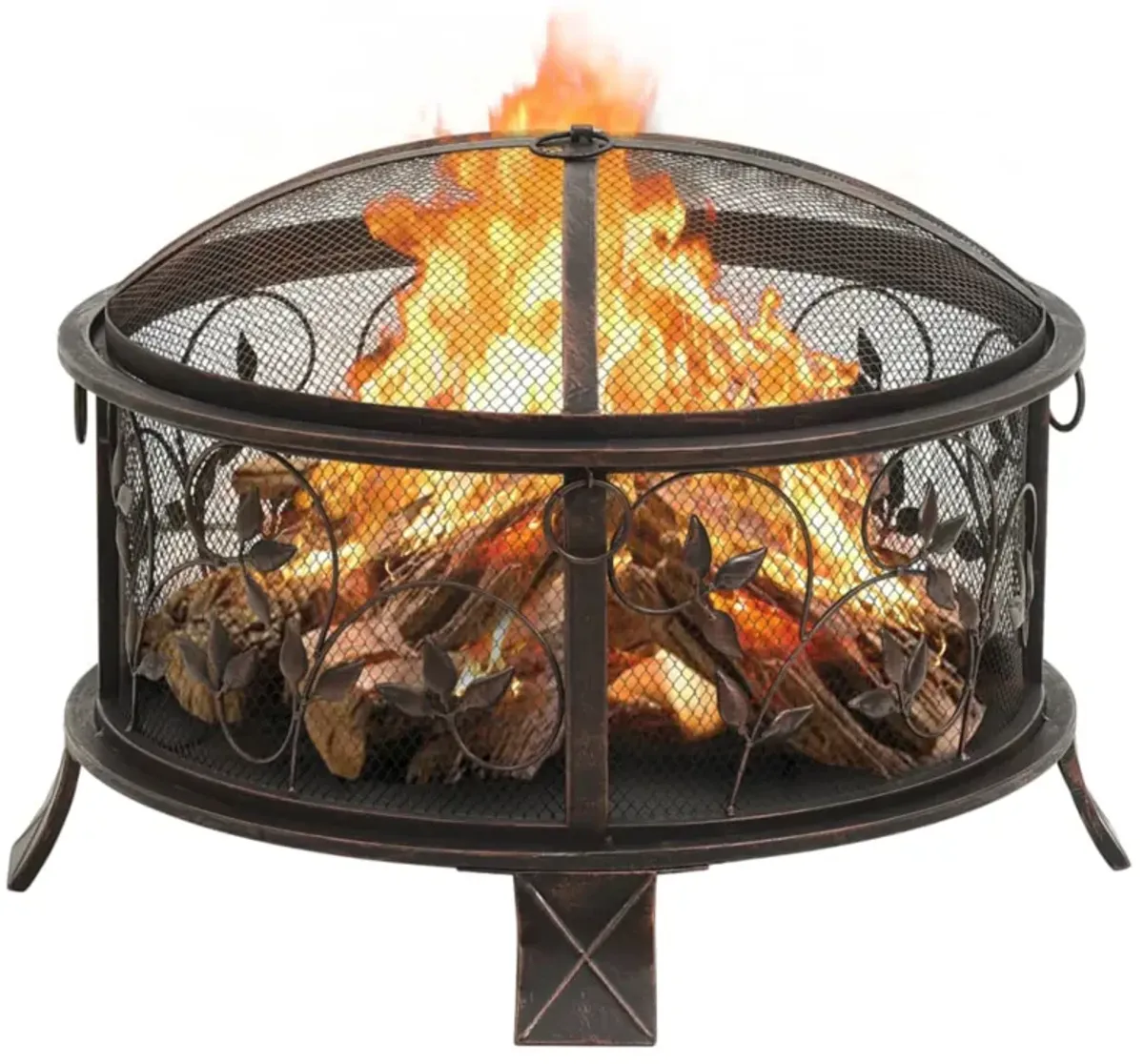 vidaXL Rustic Fire Pit with Poker 26.6" XXL Steel