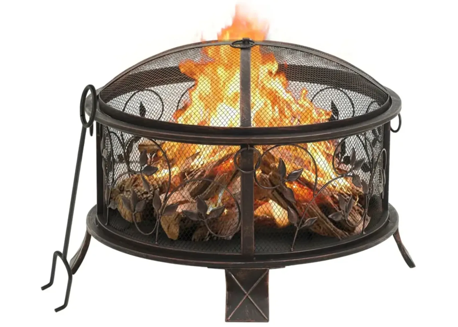 vidaXL Rustic Fire Pit with Poker 26.6" XXL Steel