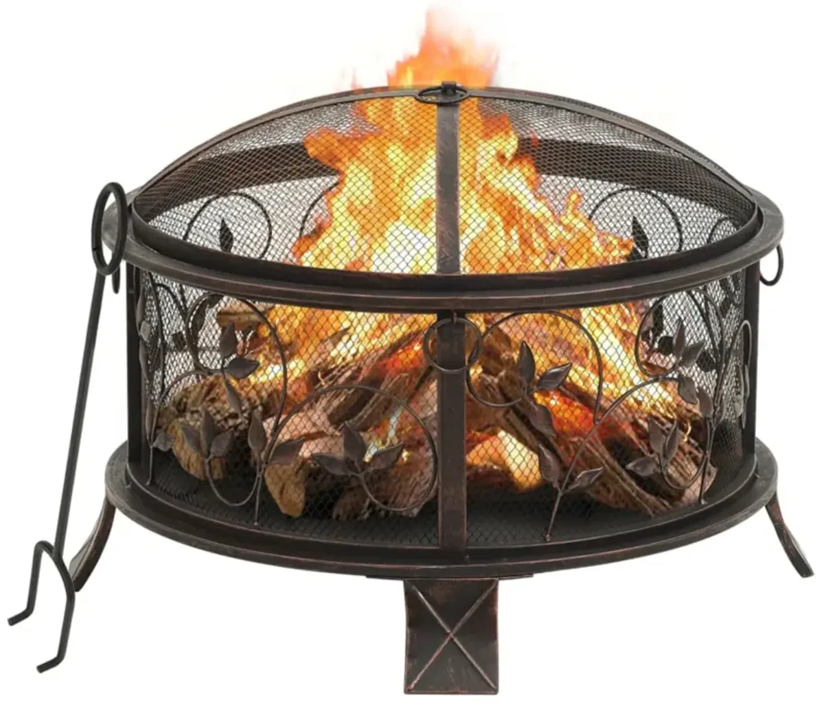 vidaXL Rustic Fire Pit with Poker 26.6" XXL Steel