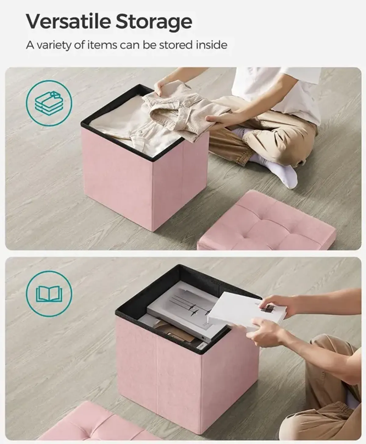 Foldable Storage Ottoman Bench for Space-Saving and Versatile Use