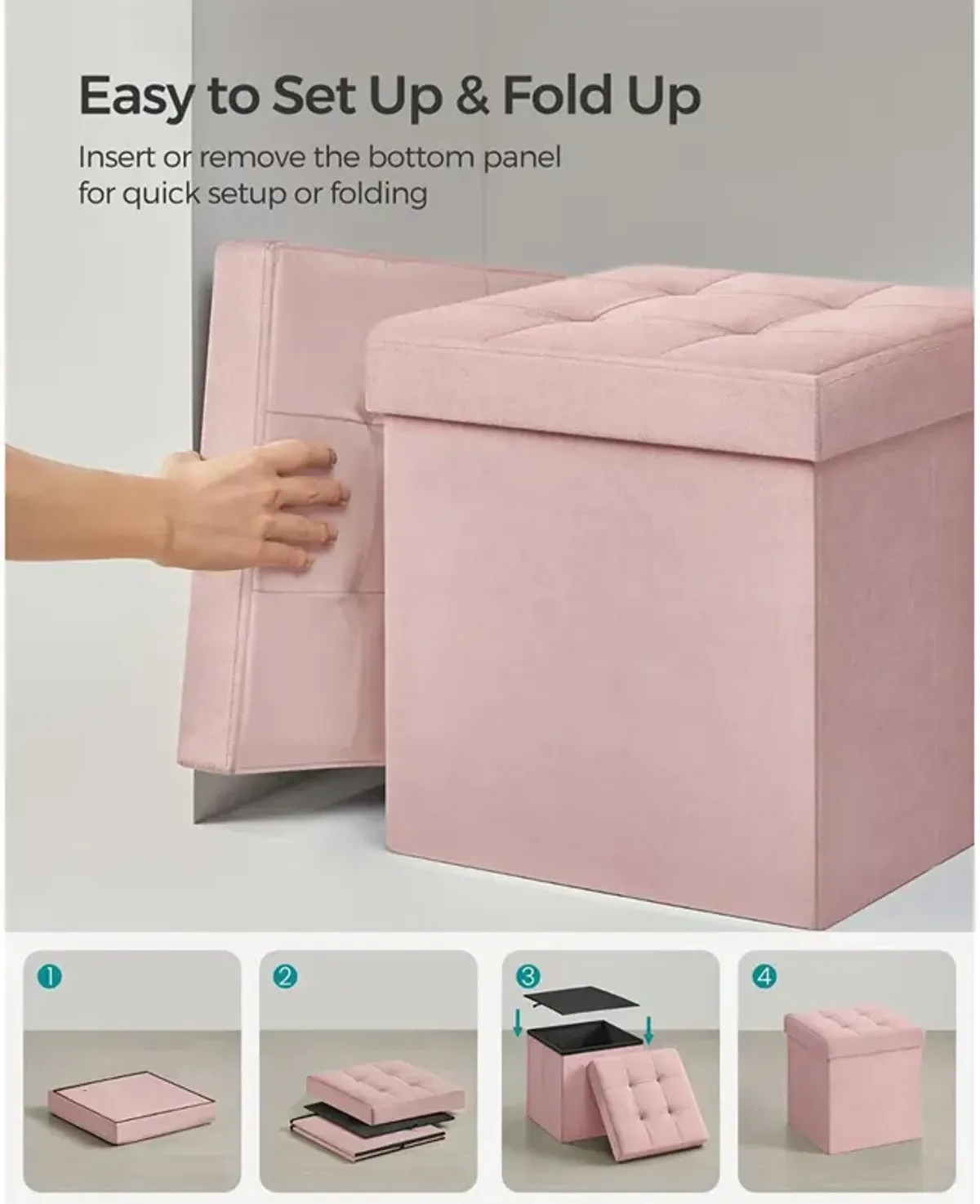 Foldable Storage Ottoman Bench for Space-Saving and Versatile Use