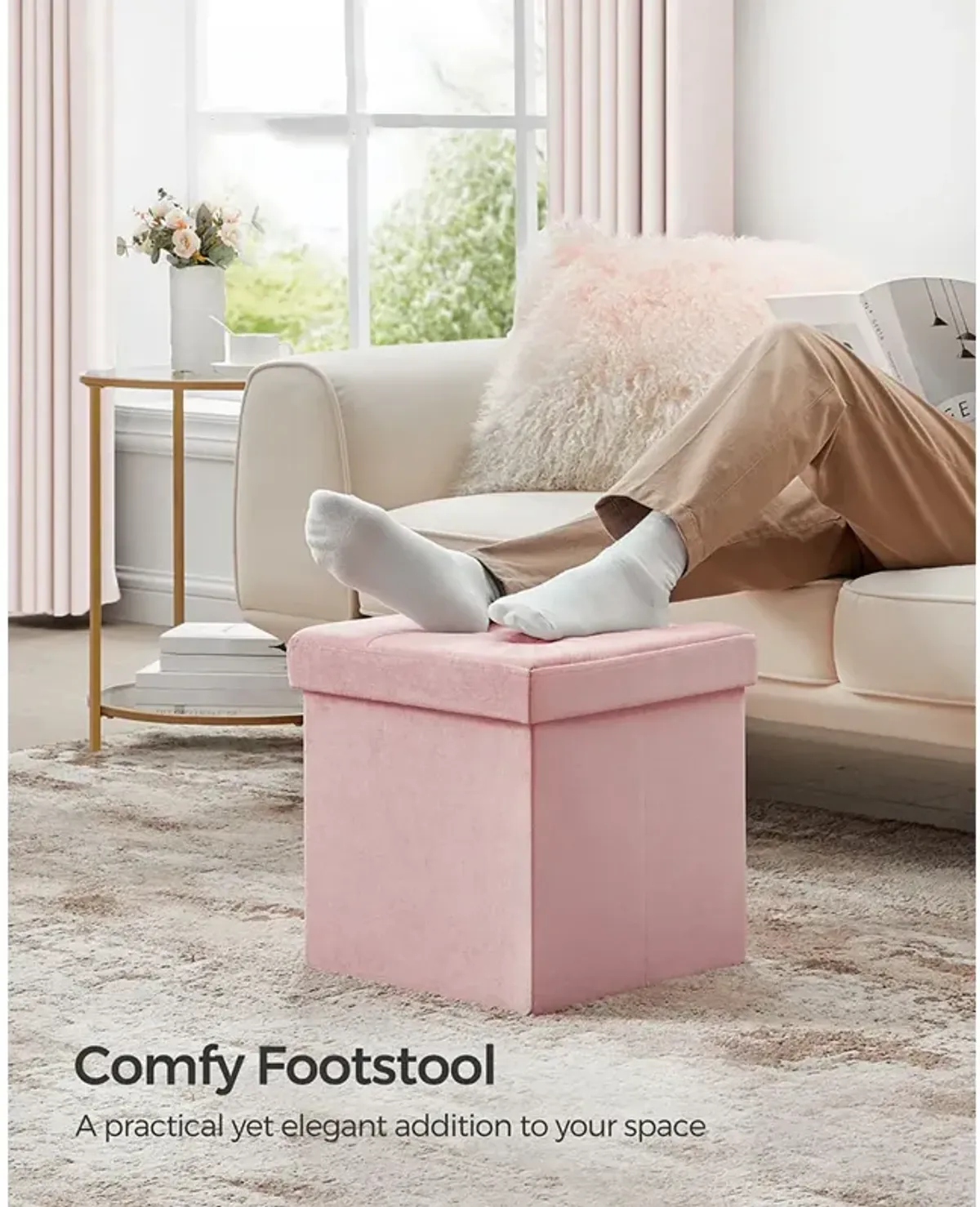 Foldable Storage Ottoman Bench for Space-Saving and Versatile Use