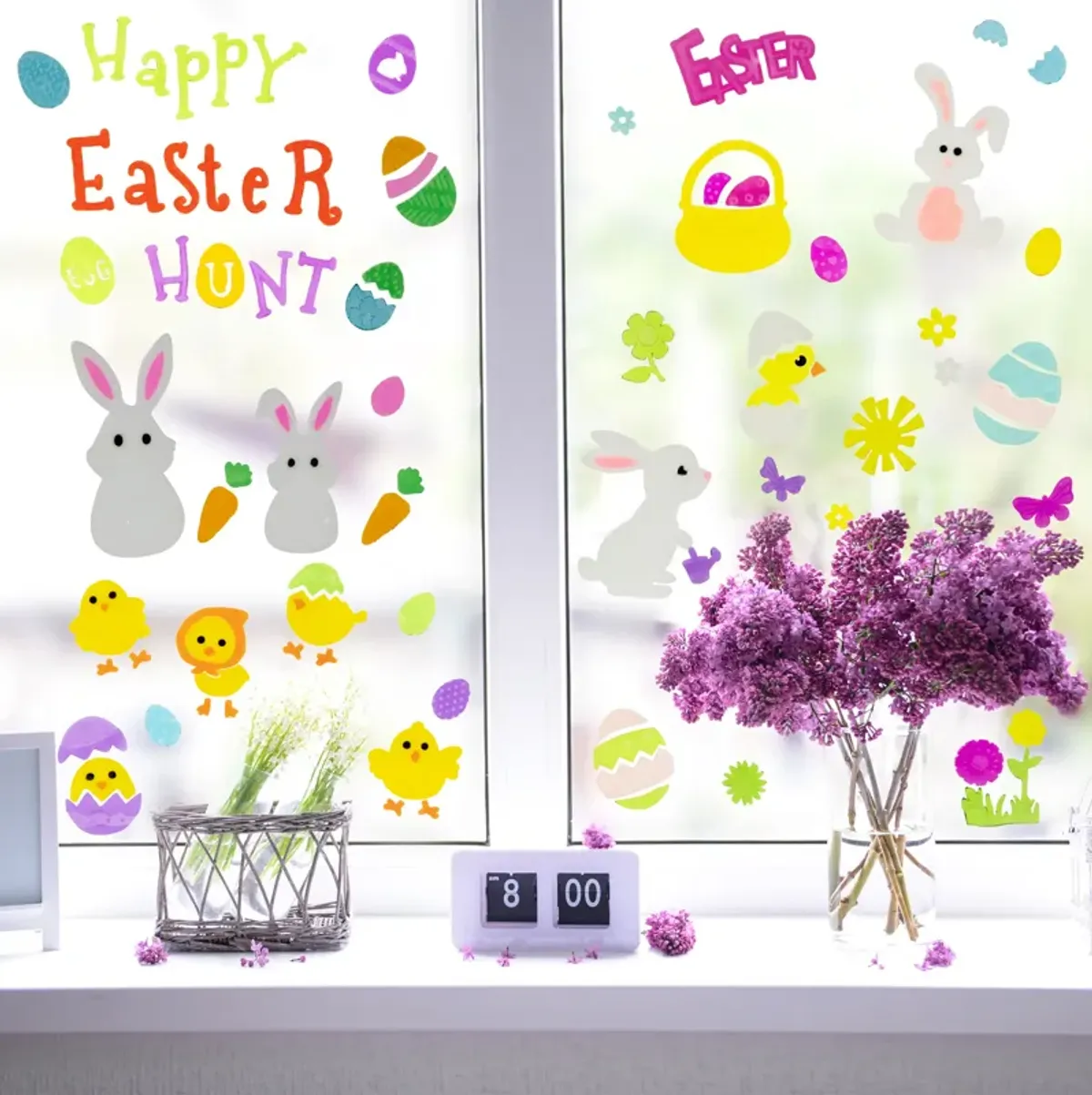 Set of 6 Double Sided Easter Gel Window Clings