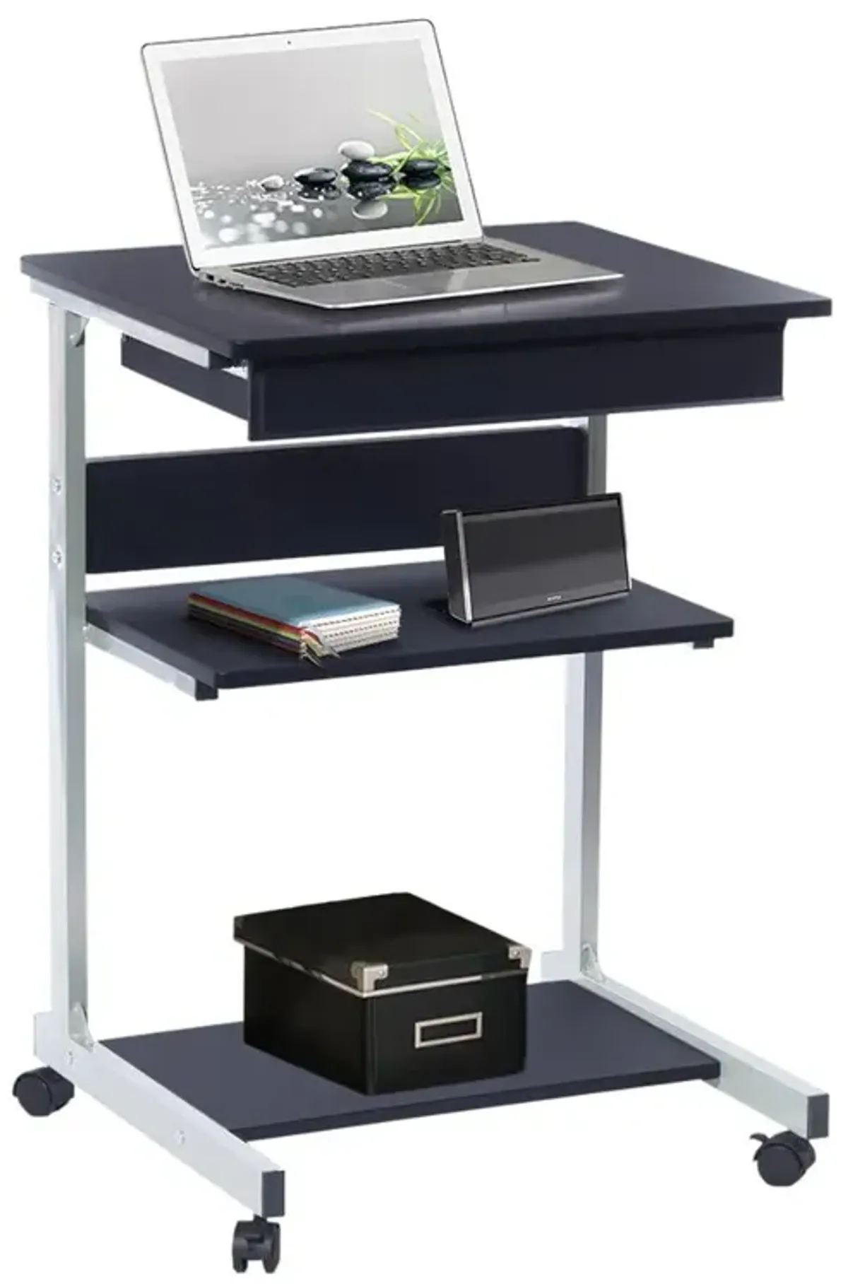 Rolling Laptop Cart with Storage. Color: Graphite