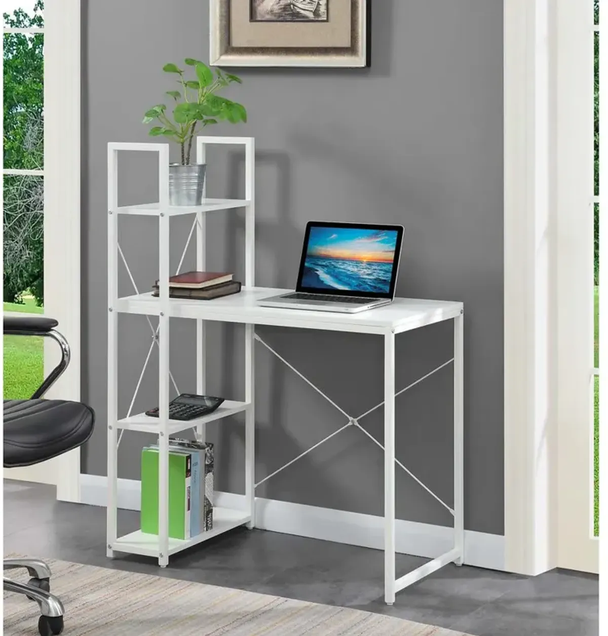 Convenience Concepts Designs2Go Office Workstation with Shelves, R4-0558