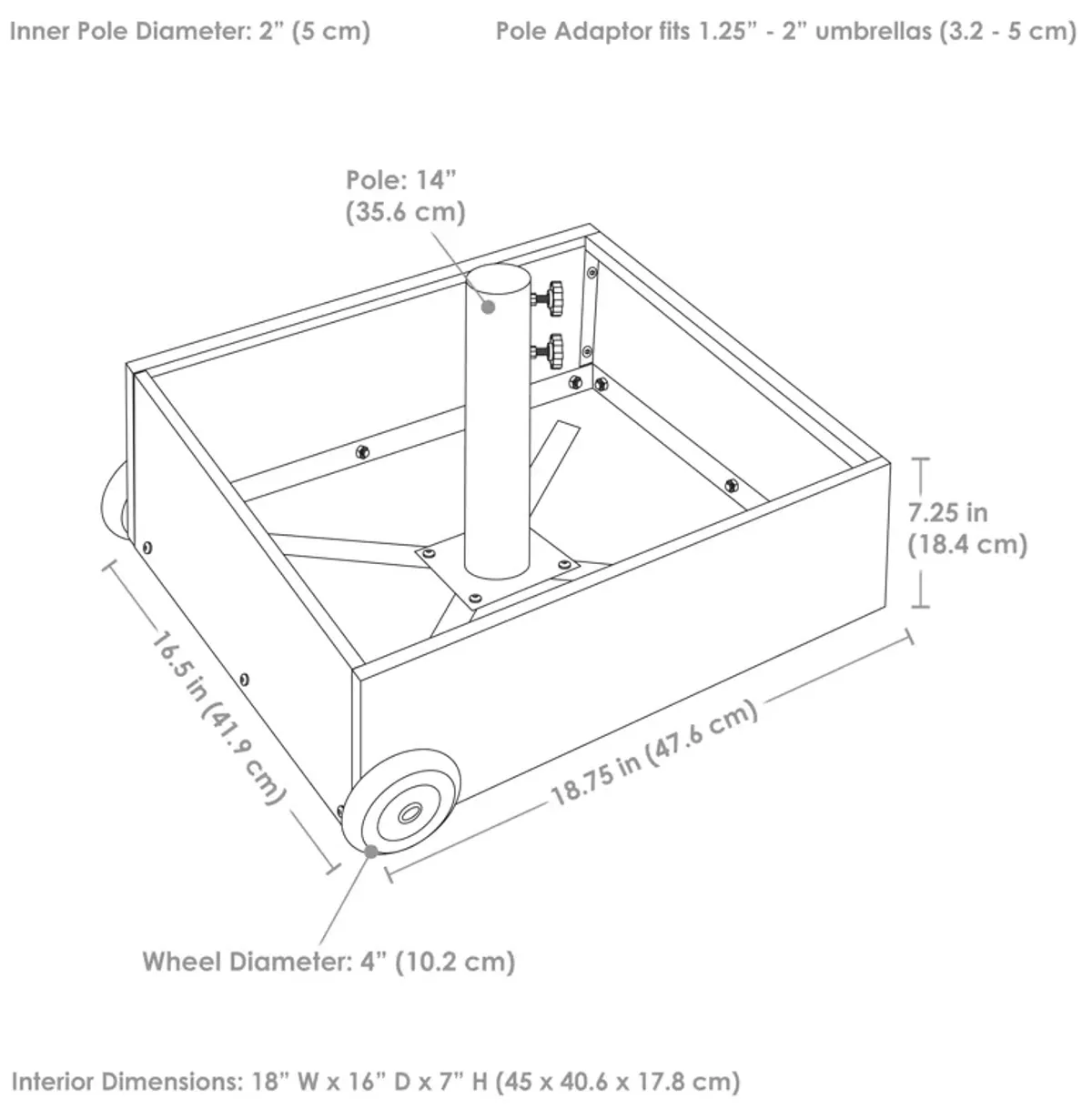 Rolling Umbrella Base with Planter