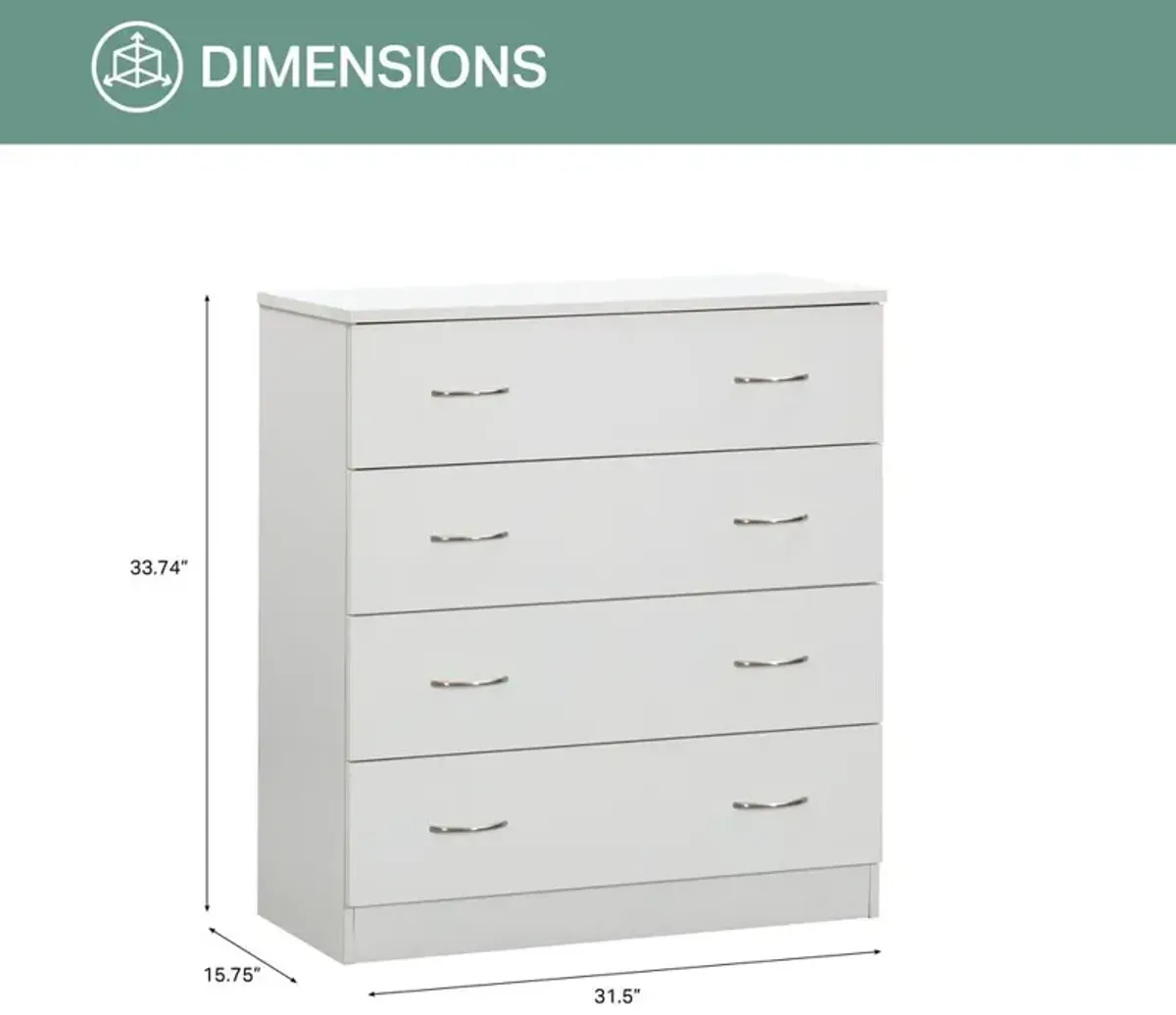 Four Drawer Chest in White