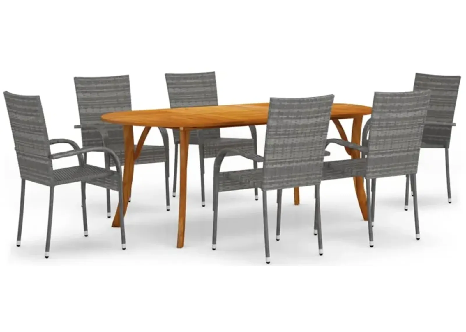 vidaXL 7 Piece Garden Dining Set Gray