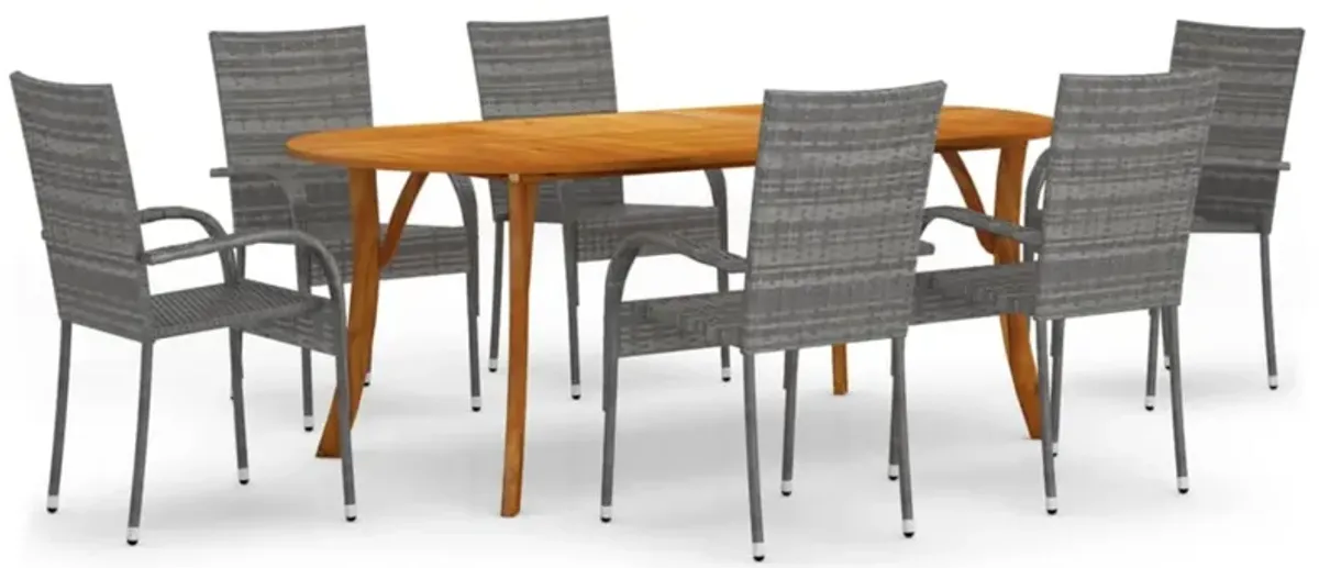 vidaXL 7 Piece Garden Dining Set Gray