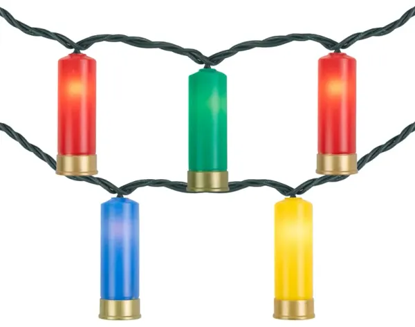 10ct Multi-Color Shotgun Shell Novelty Christmas Light Set  Clear Lights