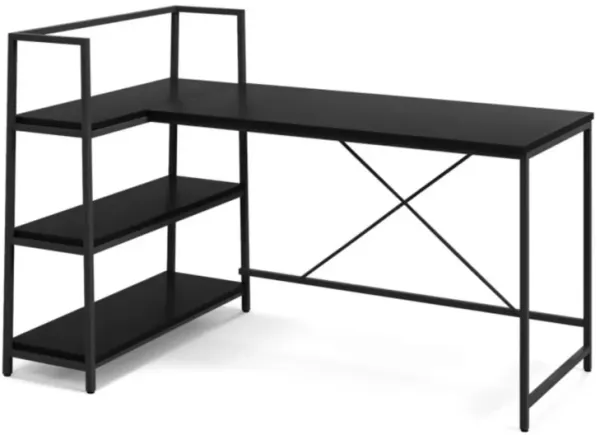 Hivvago Reversible L-Shaped Computer Corner Workstation with 3-Tier Open Shelf