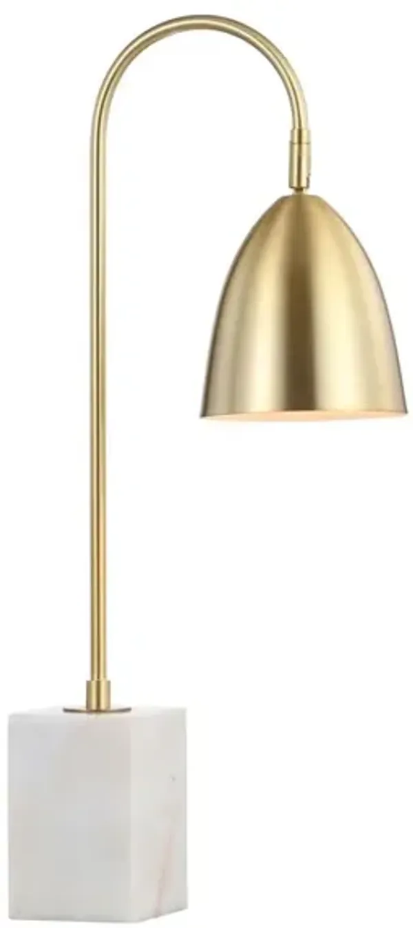 Ana Gold Arched Metal with Marble Base LED Table Lamp