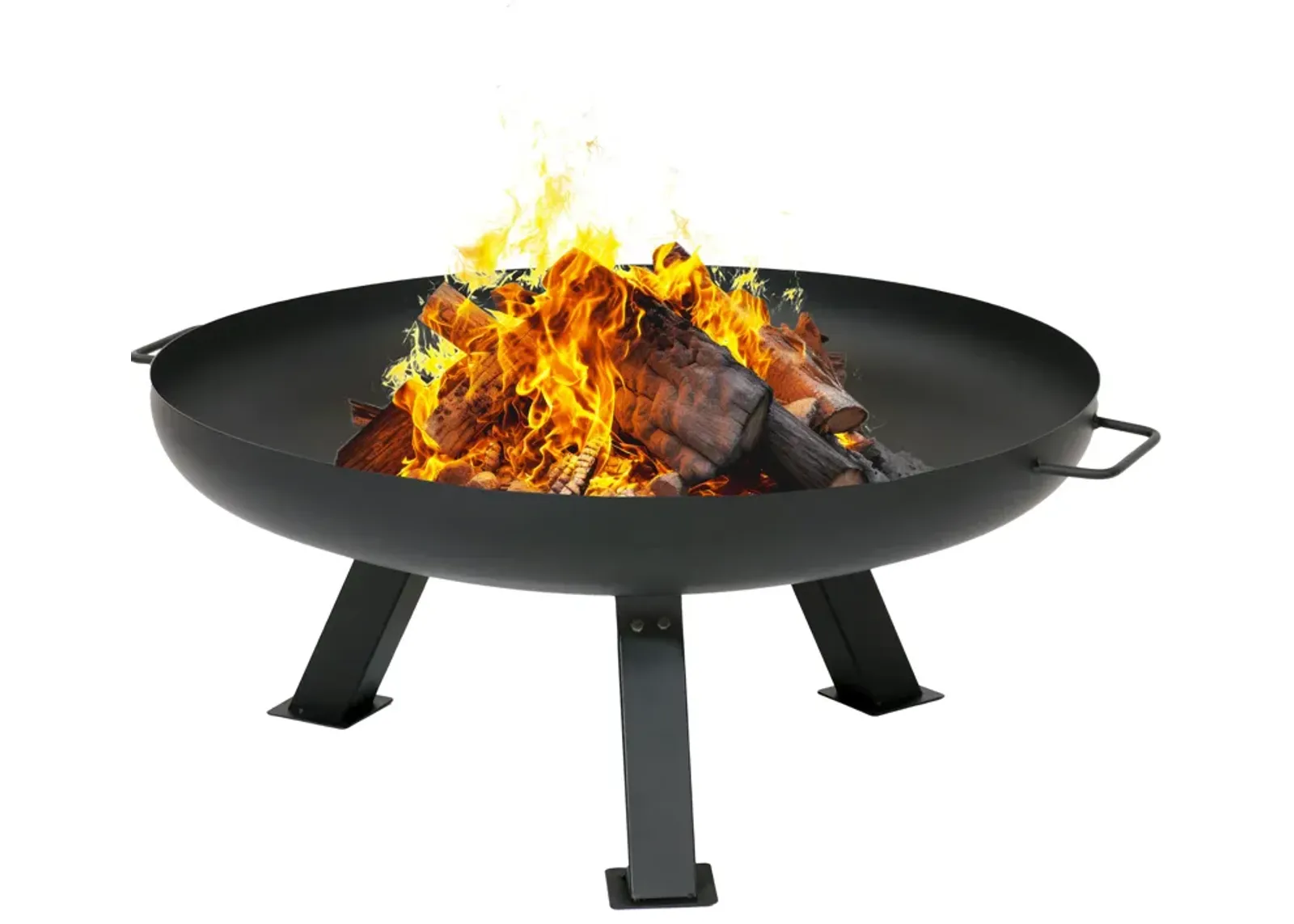 Sunnydaze 29.25 in Rustic Steel Tripod Fire Pit with Cover - Black