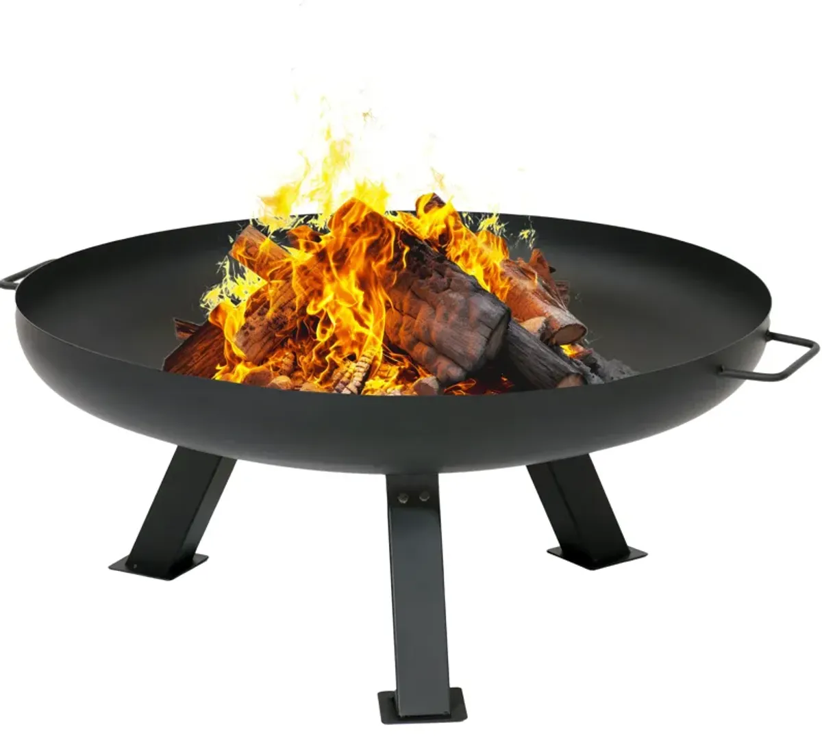 Sunnydaze 29.25 in Rustic Steel Tripod Fire Pit with Cover - Black