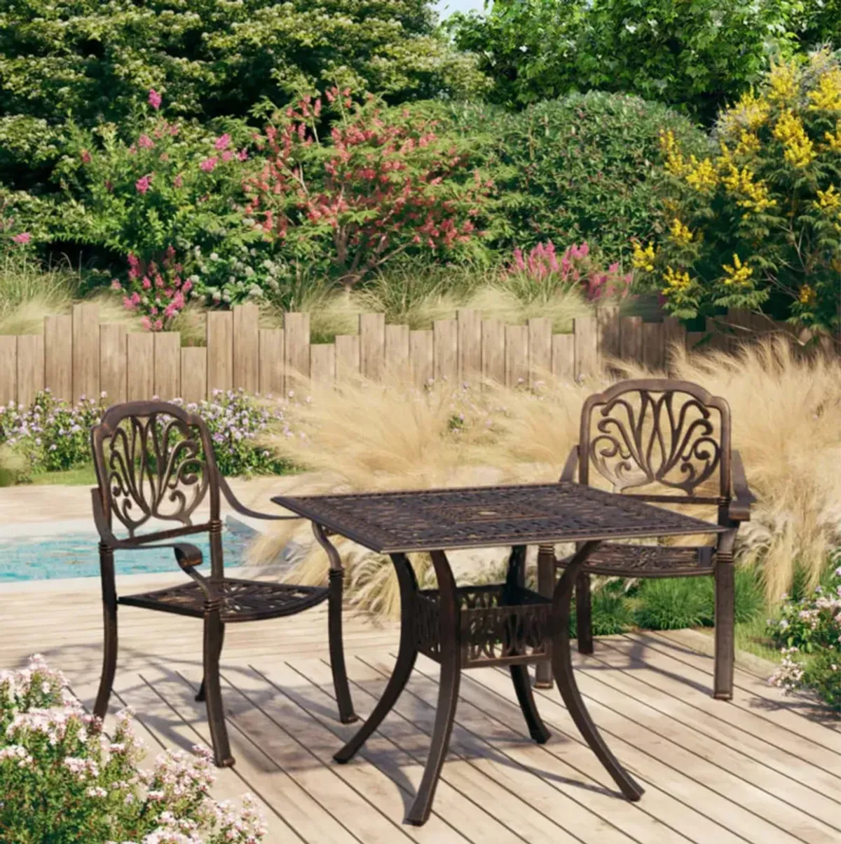 vidaXL 3 Piece Bistro Set Cast Aluminum Bronze