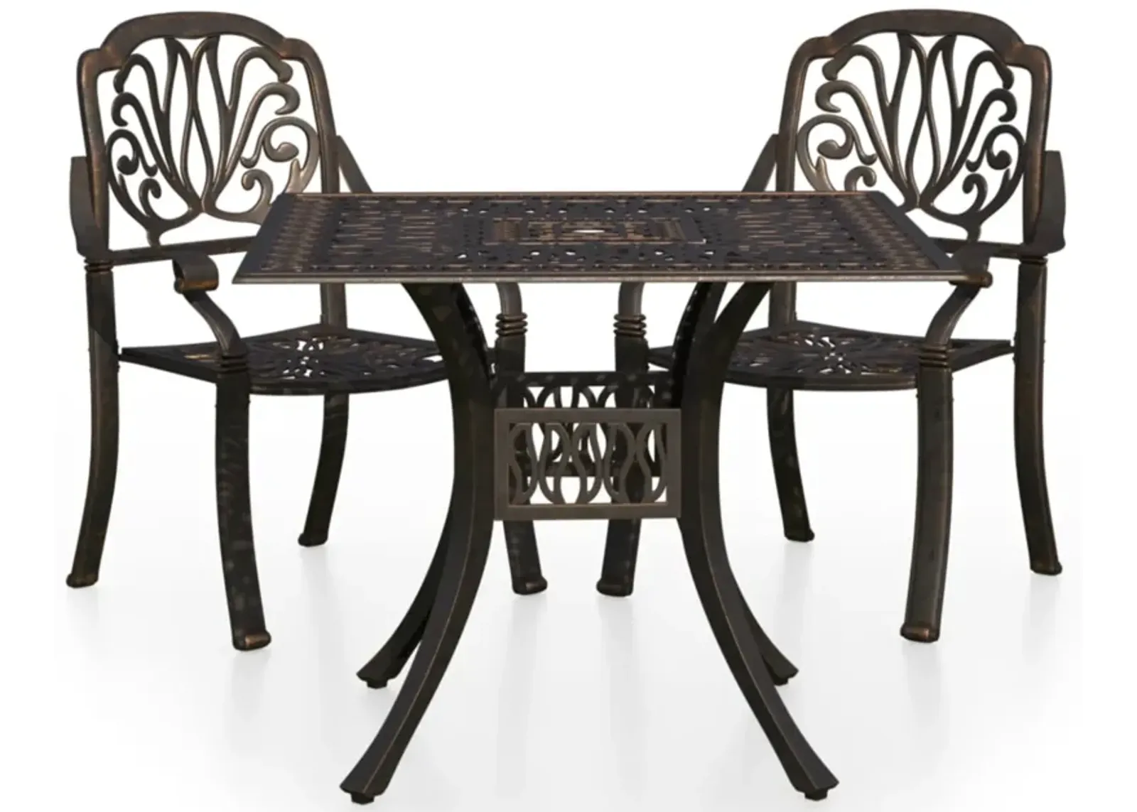 vidaXL 3 Piece Bistro Set Cast Aluminum Bronze