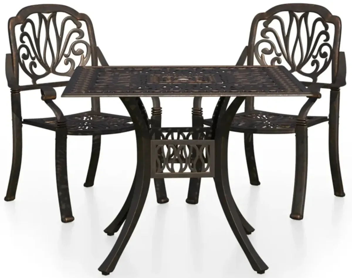 vidaXL 3 Piece Bistro Set Cast Aluminum Bronze