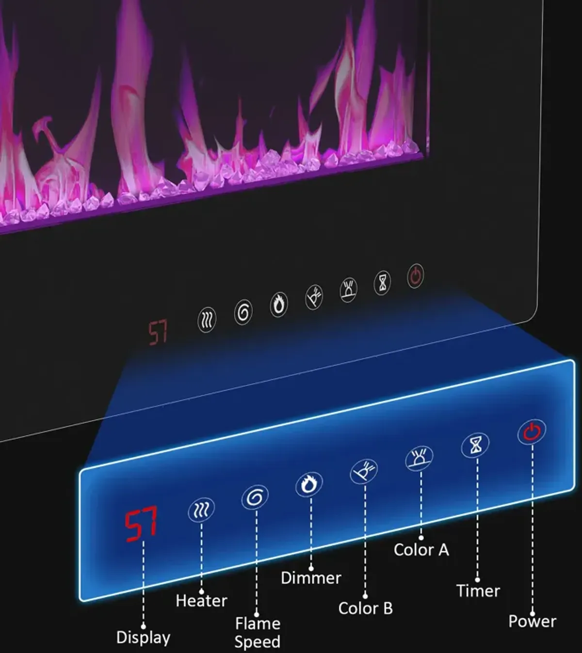 FUFU&GAGA Wall-Mount Electric Fireplace with Infrared Quartz, Remote Control Included, (30" W x 15.2" H x 4.1" D), Black