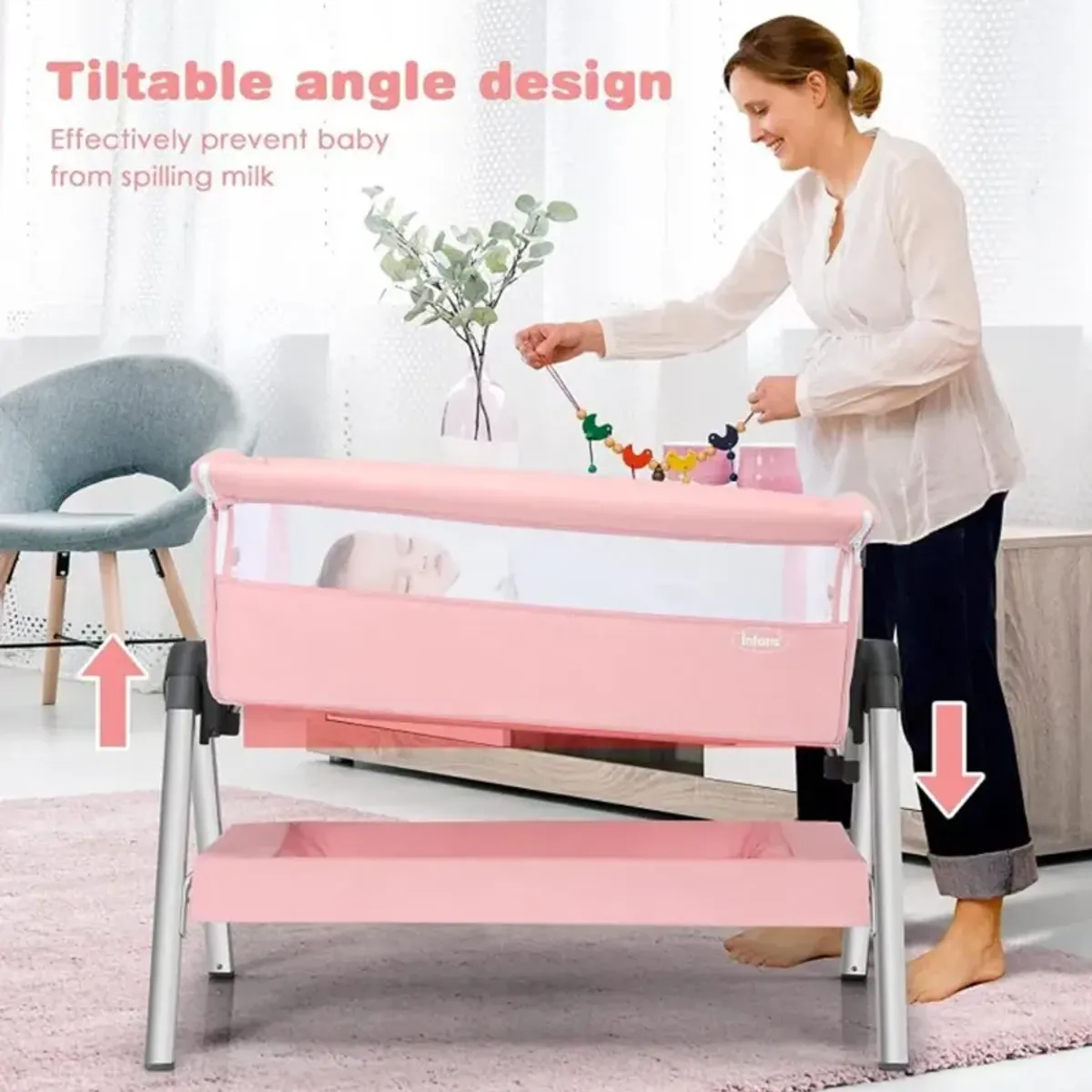 Hivvago Portable Baby Bedside Sleeper with Adjustable Heights and Angles