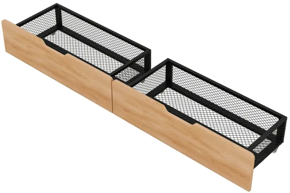 Whisen Metal Full Size Convertible Bunk Bed with 2 Drawers and Ladder - Black
