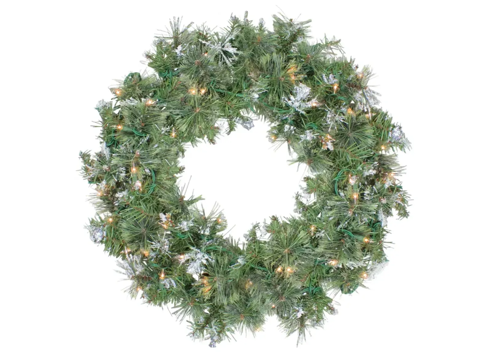 Pre-Lit Snow Mountain Pine Artificial Christmas Wreath - 24-Inch  Clear Lights