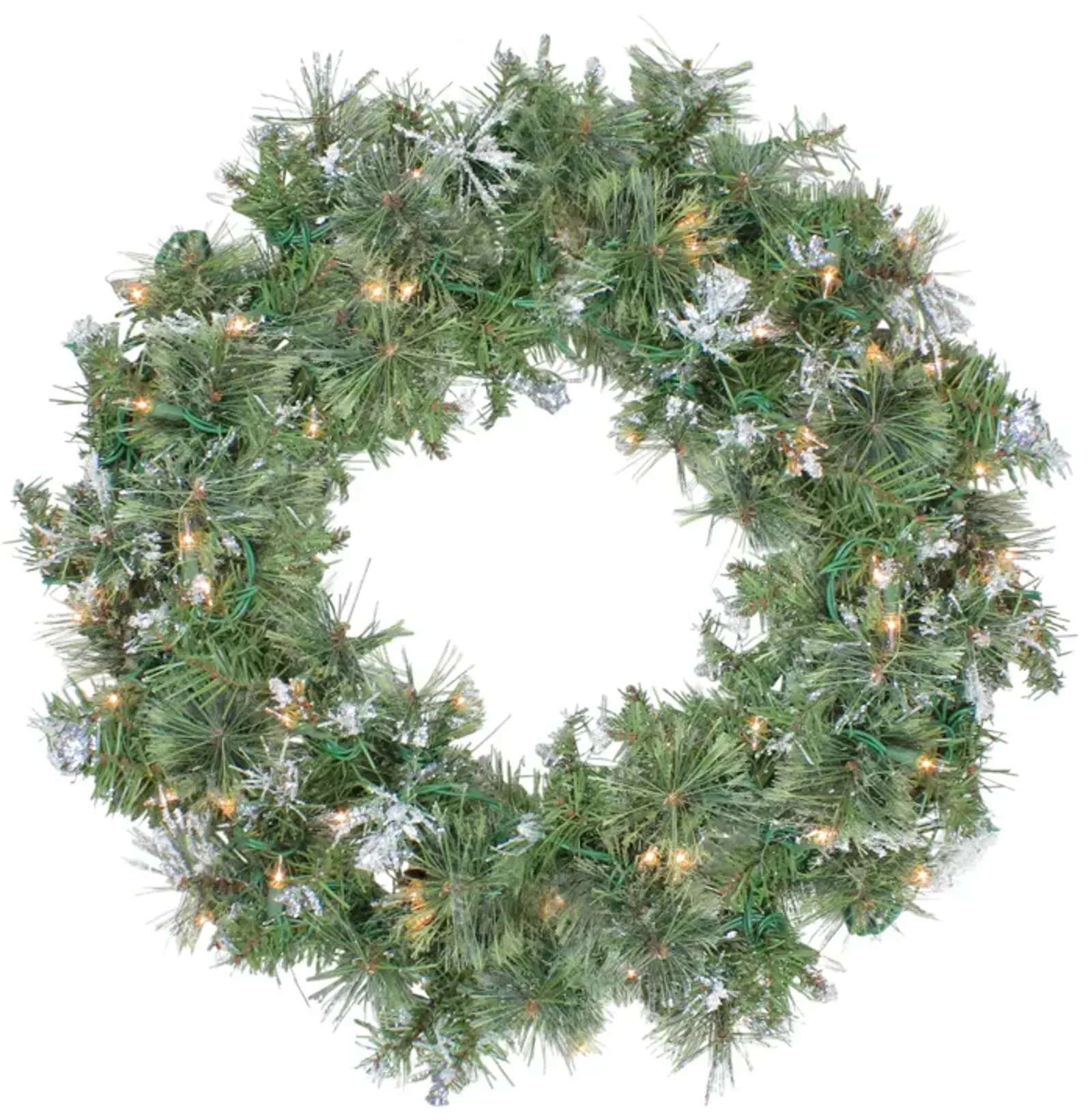 Pre-Lit Snow Mountain Pine Artificial Christmas Wreath - 24-Inch  Clear Lights