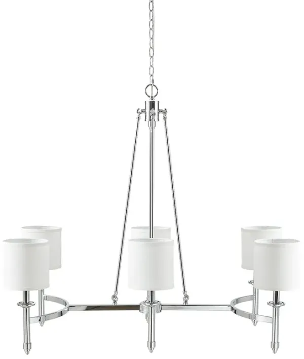 Martha Stewart Elegenza 6-light Chandelier with Fabric Drum Shades in Chrome Color
