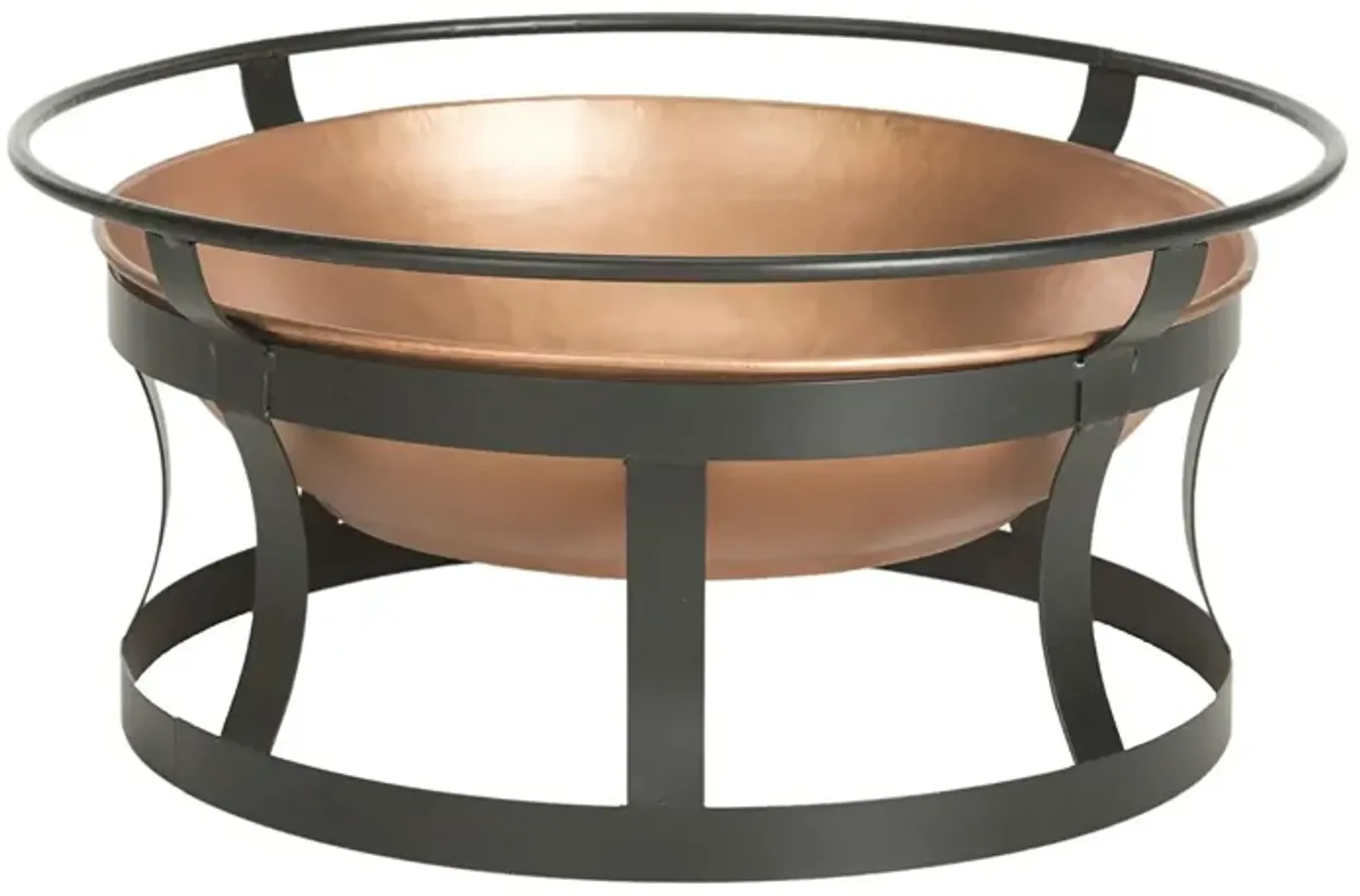 Hivvago Copper Finish Fire Pit with Black Iron Stand Grate and Fire Poker