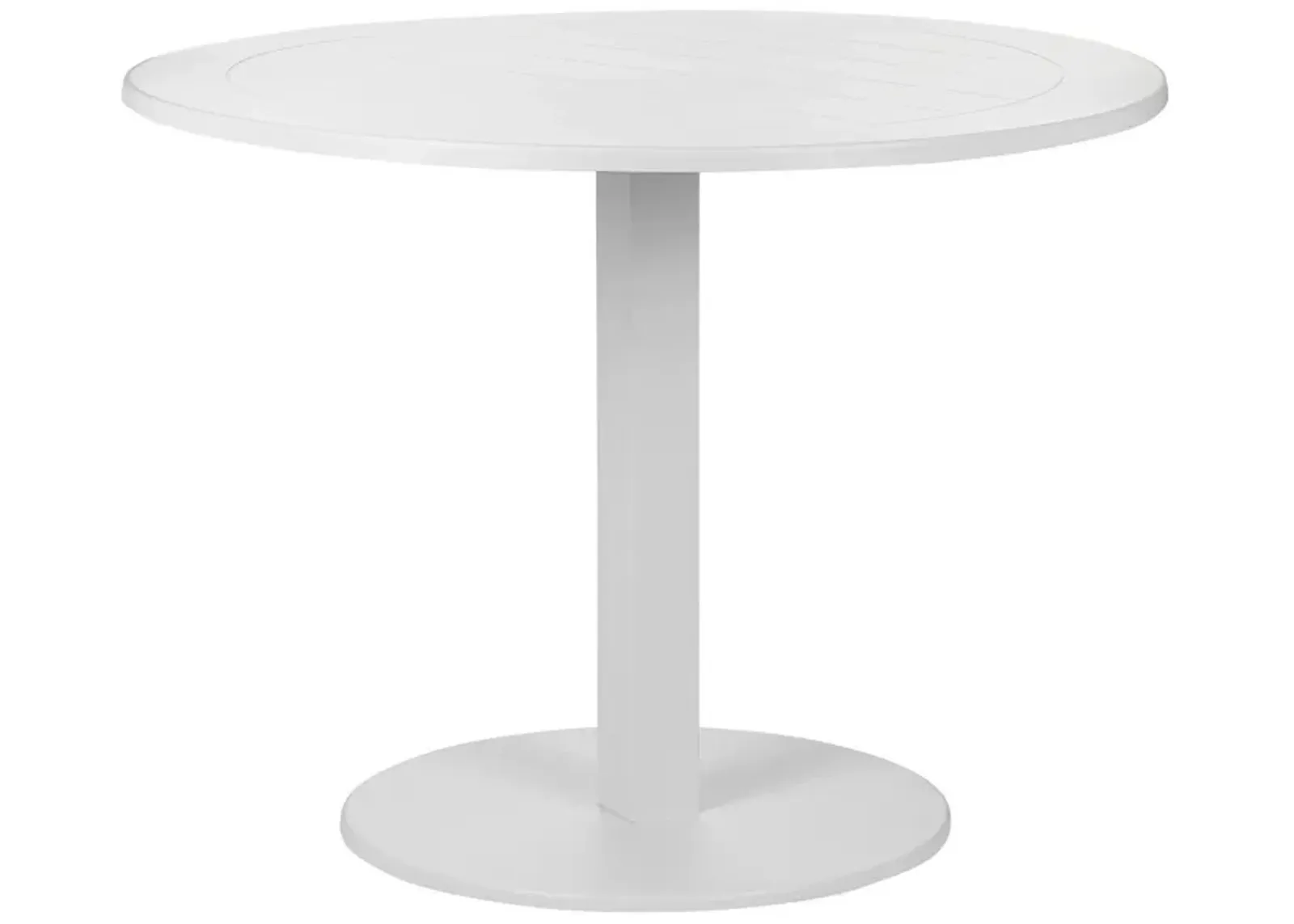 Keli 35 Inch Round Dining Table, White Aluminum Frame, Foldable Design-Benzara