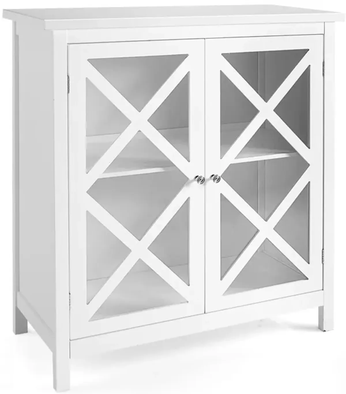 Freestanding Kitchen Buffet Cabinet with Glass Doors and Adjustable Shelf