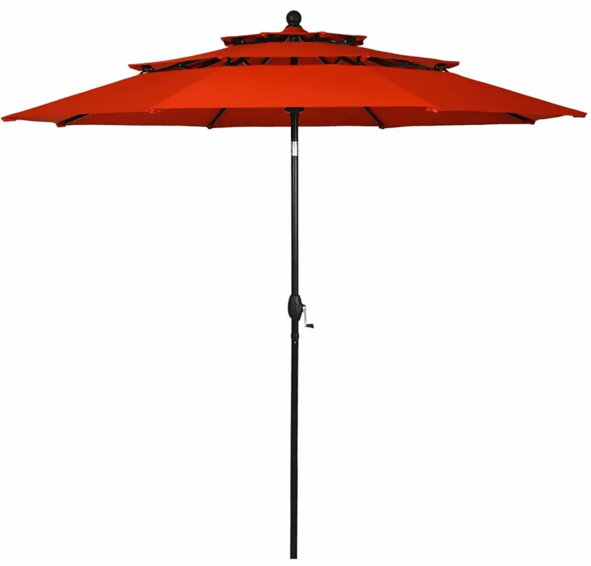 10ft 3 Tier Patio Umbrella Aluminum Sunshade Shelter Double Vented without Base