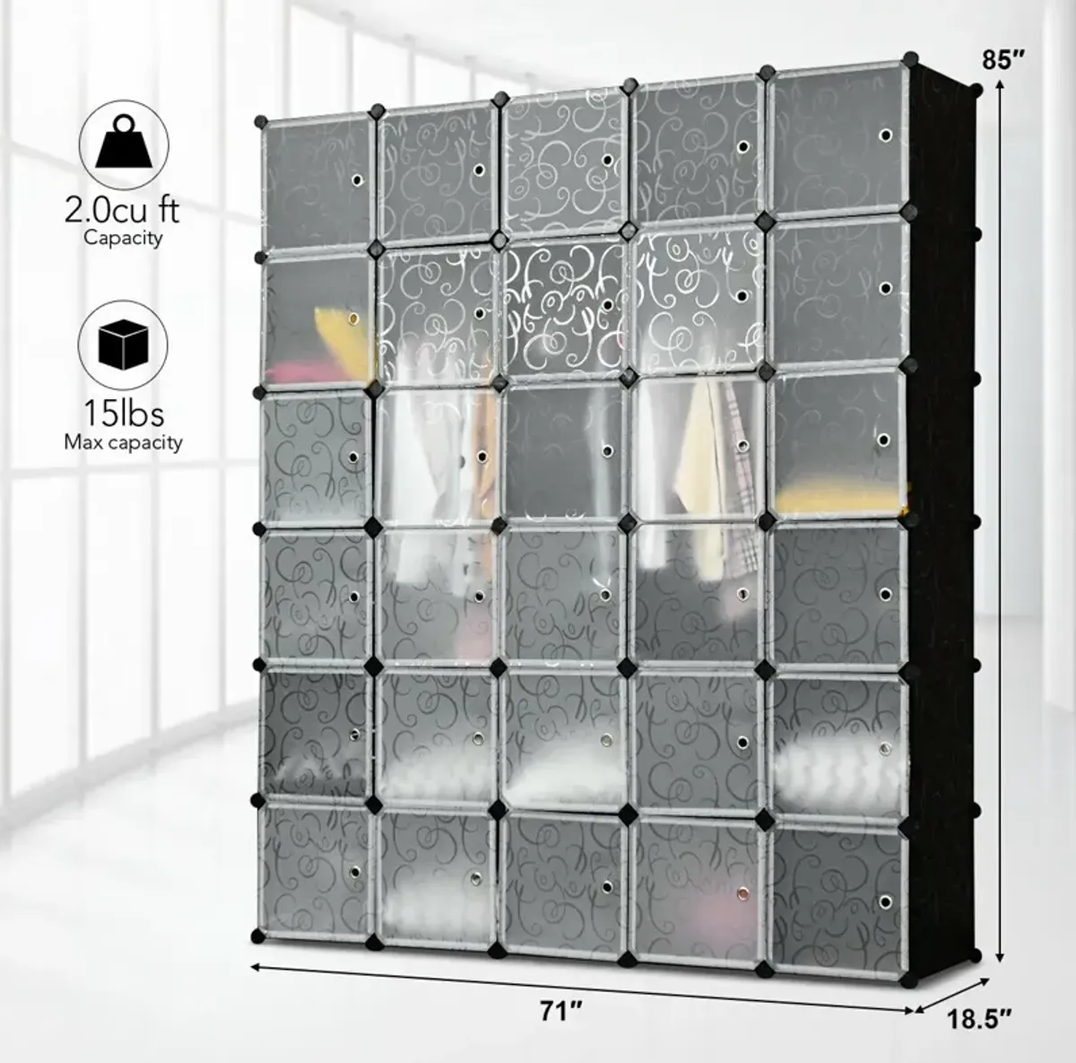 DIY 30 Cube Portable Closet Clothes Wardrobe Cabinet