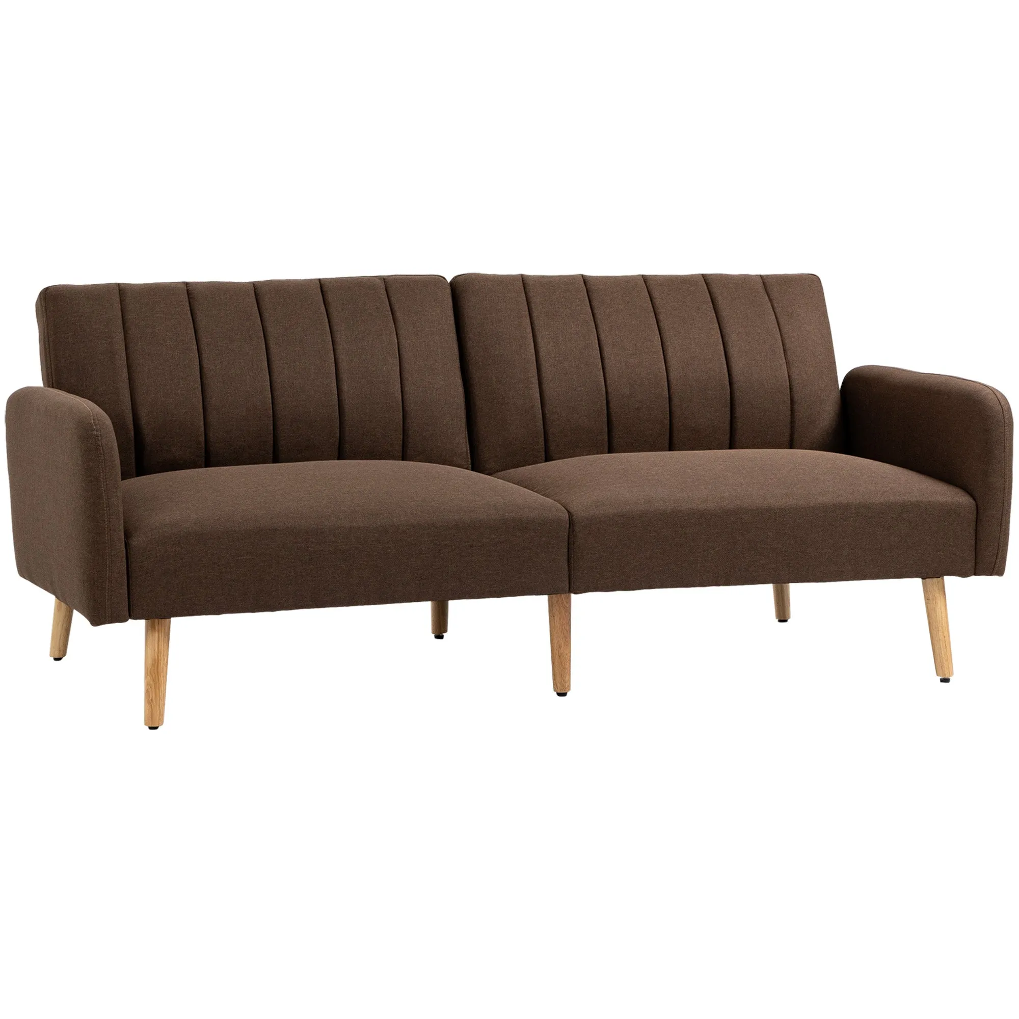 Brown Living Room Bed: 2-Seater Convertible Futon Sofa