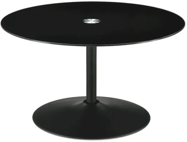 Ganso Round Metal Coffee Table With Tempered Glass Top Black
