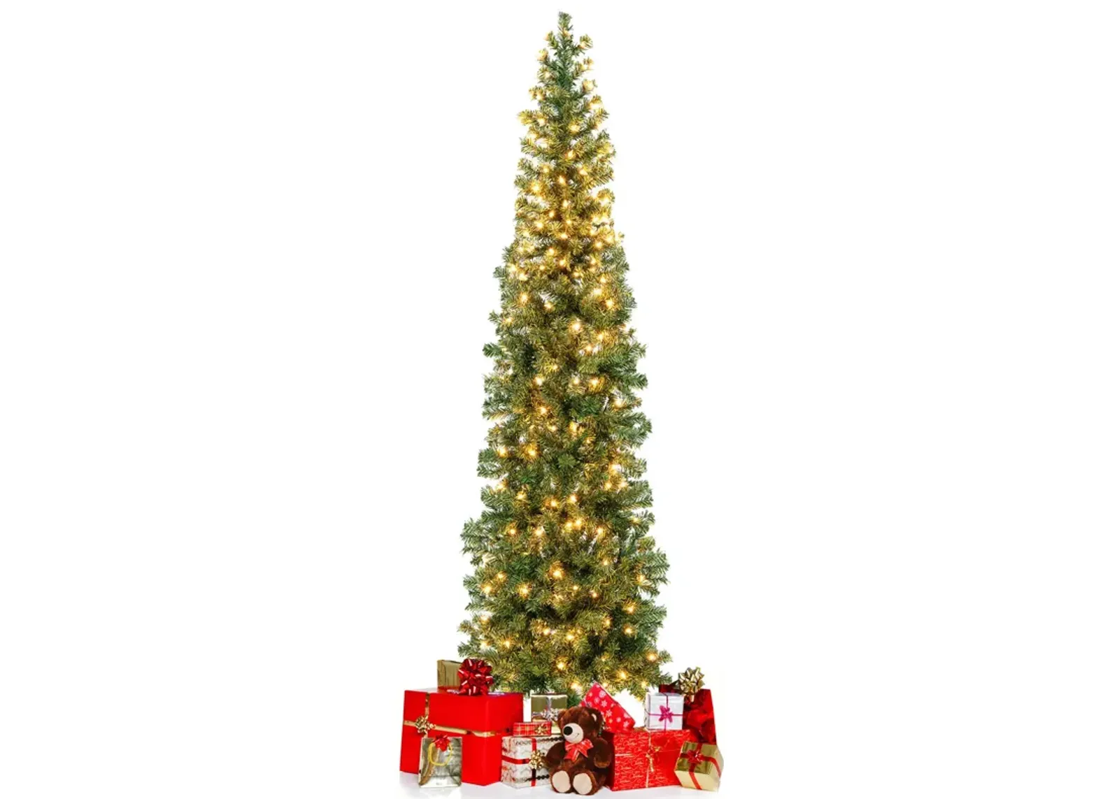 7 Feet Prelit Half-Shape Christmas Tree with 150 Lights