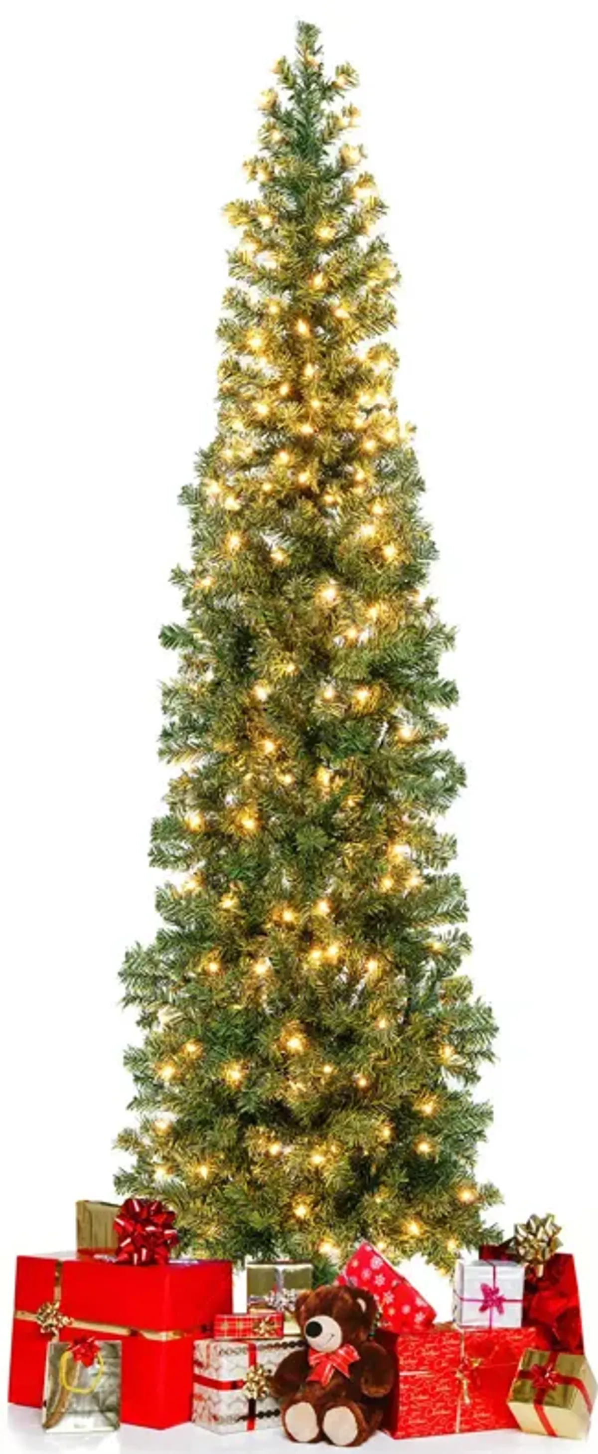 7 Feet Prelit Half-Shape Christmas Tree with 150 Lights