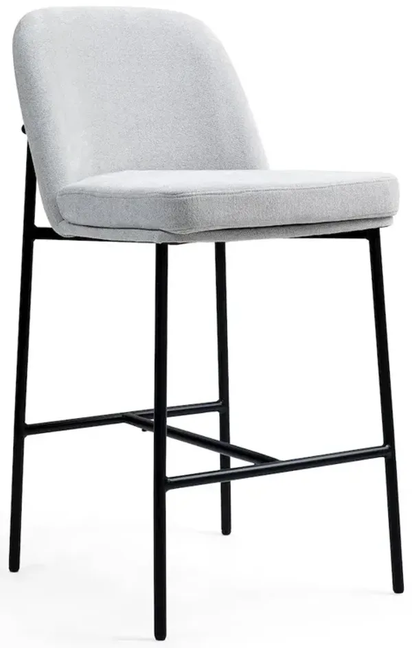 Glamour Home Set of 2 Belisma Gray Fabric Counter Stool with Metal Legs