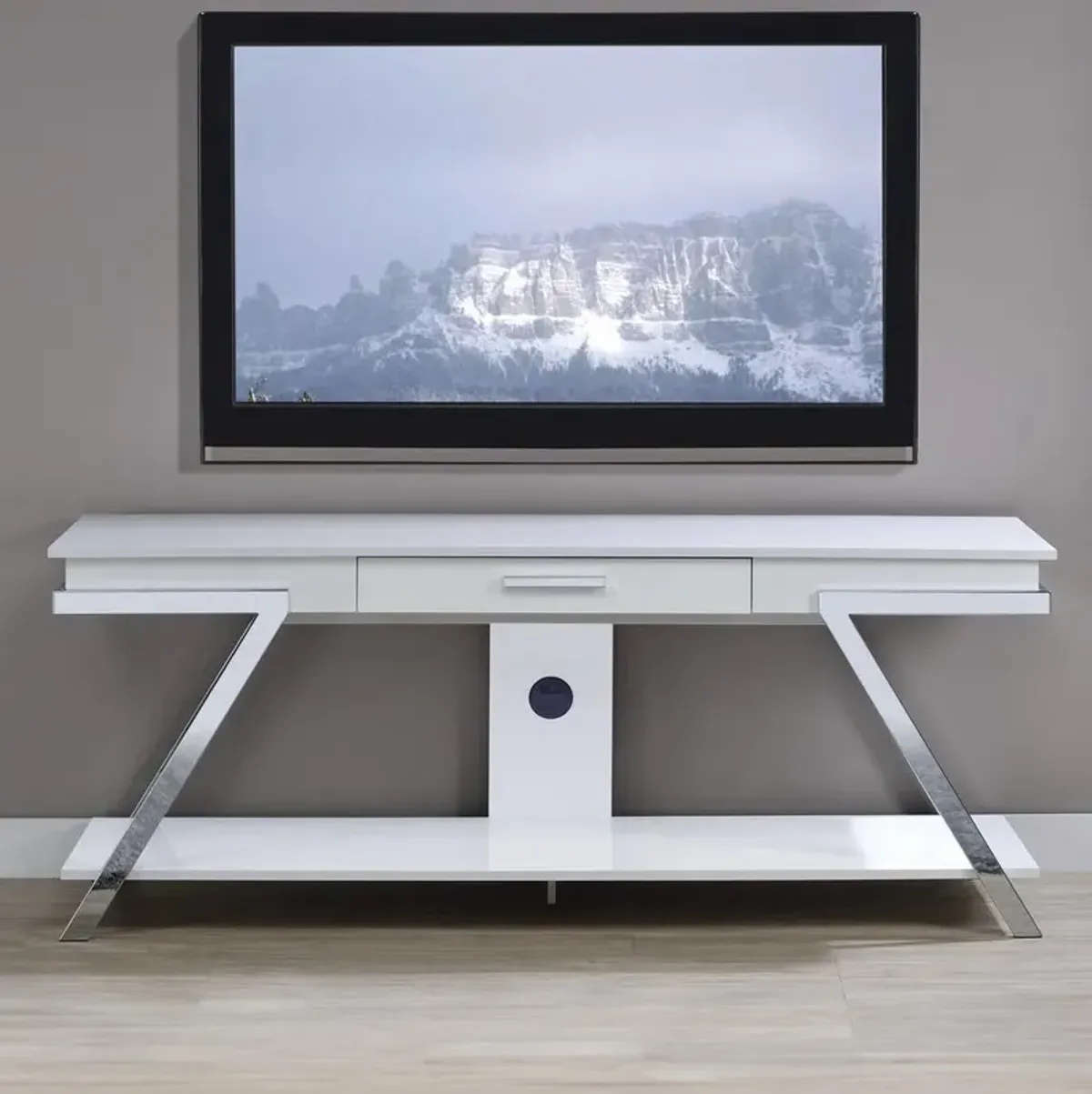 Zena White TV Stand w/Drawer