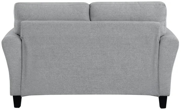 Engi 58 Inch Accent Loveseat, Smooth Gray Polyester, Attached Back Cushion - Benzara